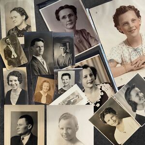 Portrait Vintage Antique Black White Sepia Colorized Photograph Lot